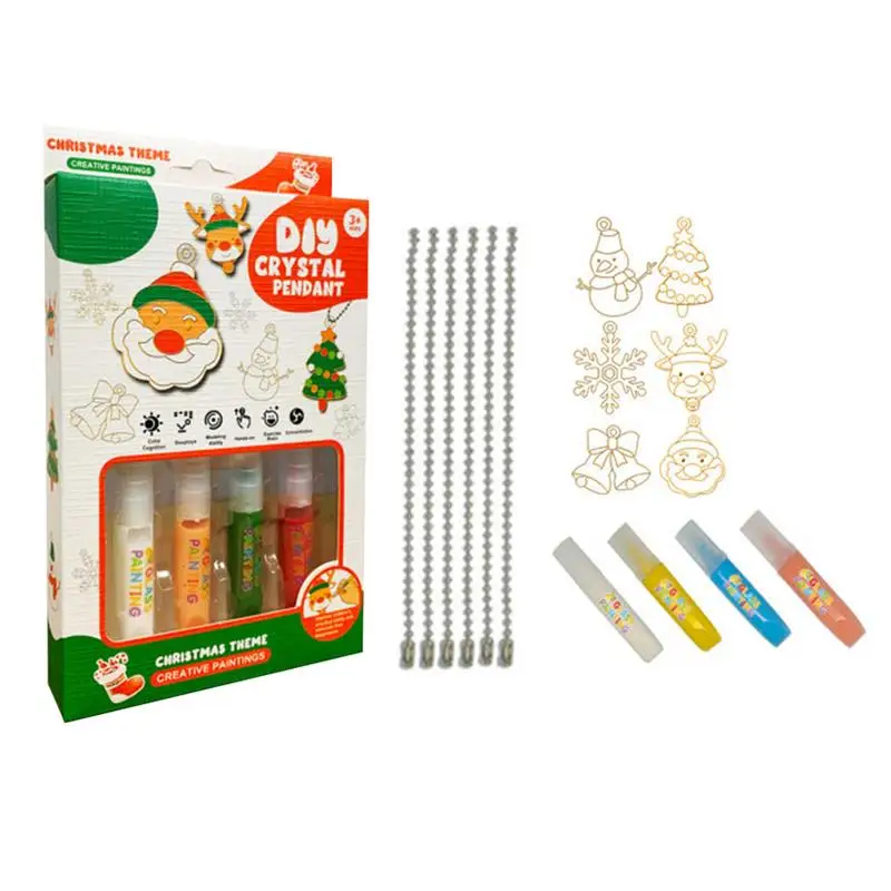 Children's Painting Set For Christmas Fast Drying Crystal Arts And Crafts Pendant Kit Christmas Paint Your Own Sets For kids