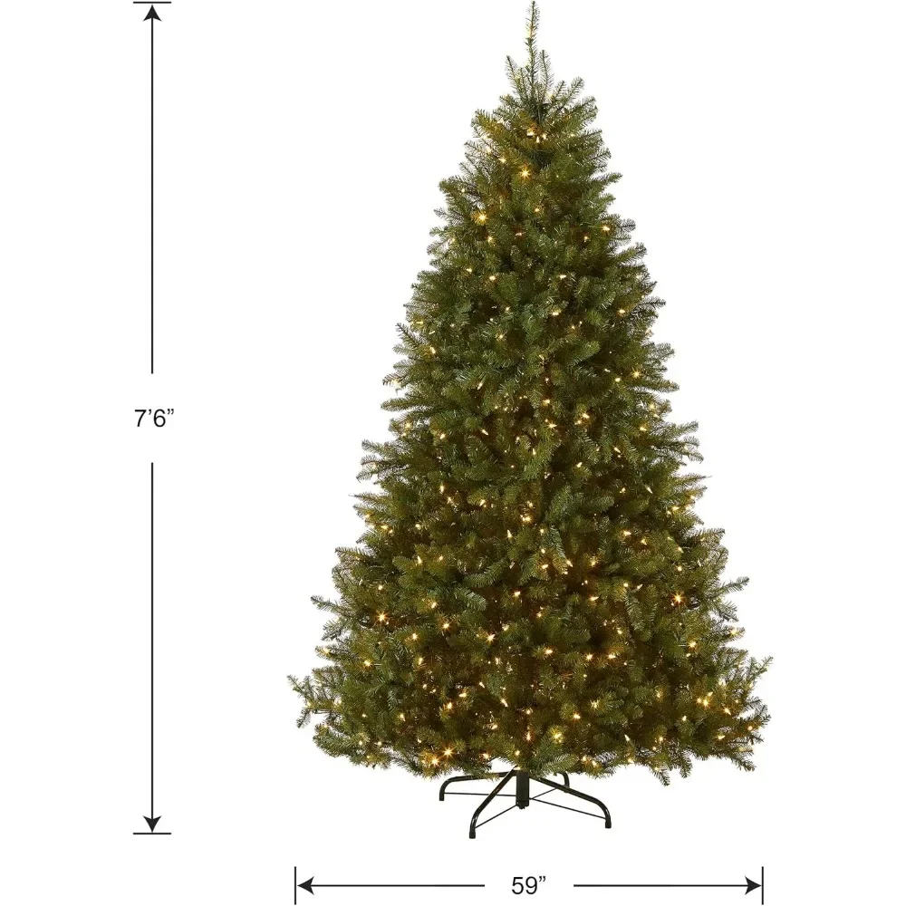 Pre Installed Artificial Christmas Tree with Lighting, Green, Dunhill Fir, Dual Color LED Lights, Including Bracket, 7.5 Feet