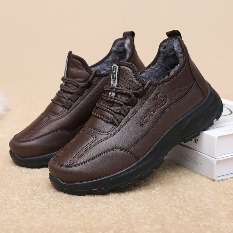 Women's Cotton Shoes 2024 Winter New Warm Snow Boots Middle-aged Elderly Casual Comfort Plush Warm Lace Up Walking Cotton Shoes