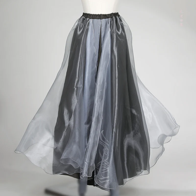 Chinese Traditional Classical Dance Costume Organza Gradient Flowing Skirt Elegant Fairy Big Swing Skirt Performance Practice
