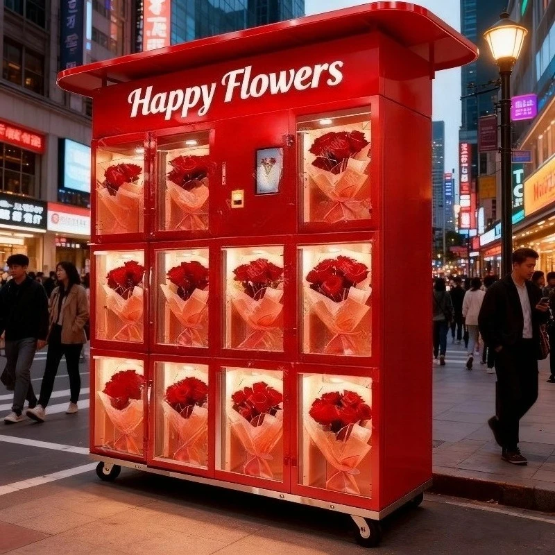 Flower Vending Machine Customized High-end Touch Screen Large-sized Unmanned Self-service for Roses Street Mall Commercial Use