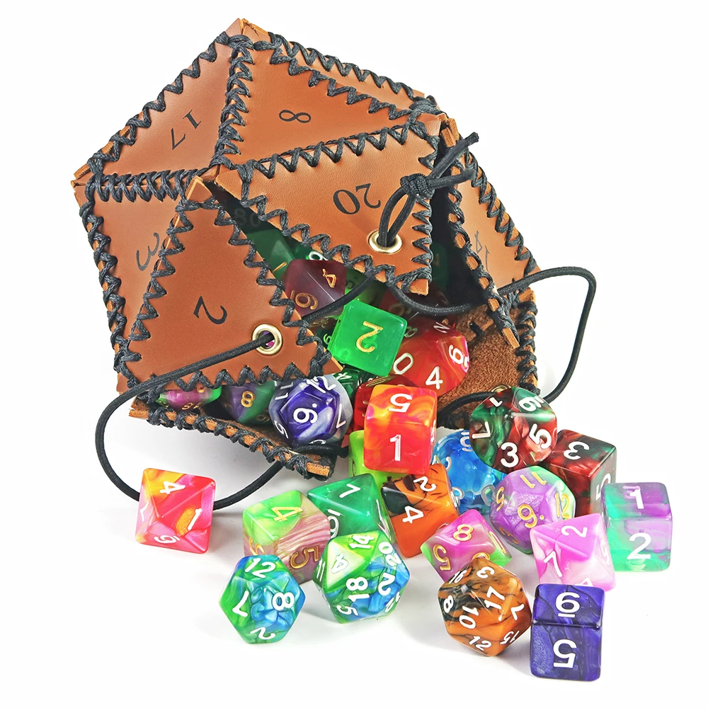 Leather 20 Sided Dice Shaped Box, Dice Storage, Coins and  Entertainment Accessories Board & Table Games 115mm