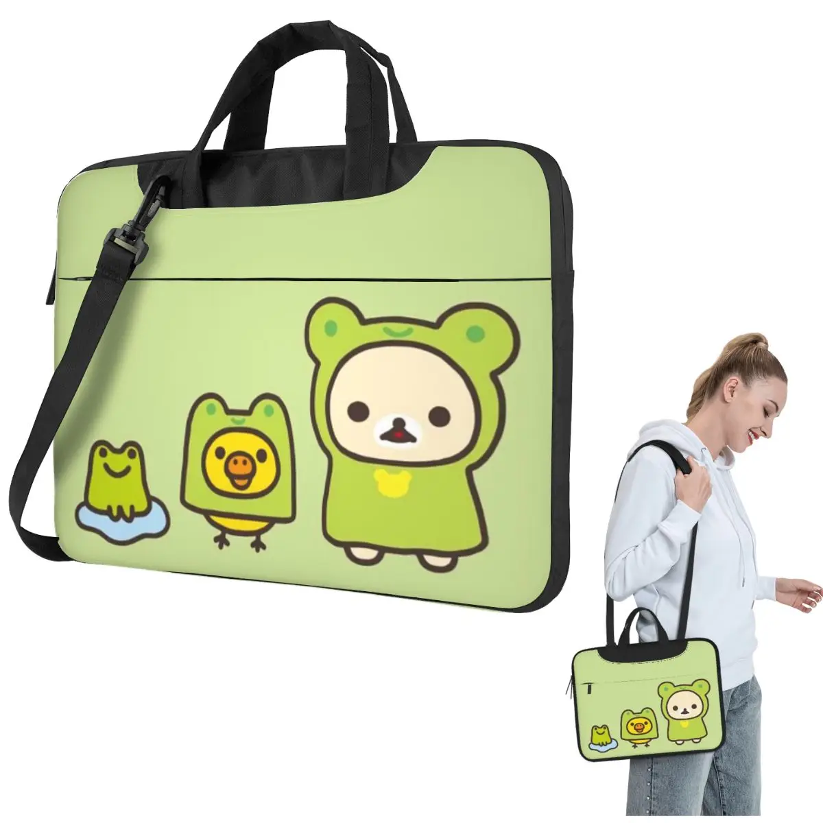 

Frog Rilakkuma And Friends ! Crossbody Laptop Bag Case Computer Bag 13 14 15.6 Inch Notebook Pouch for Lenovo