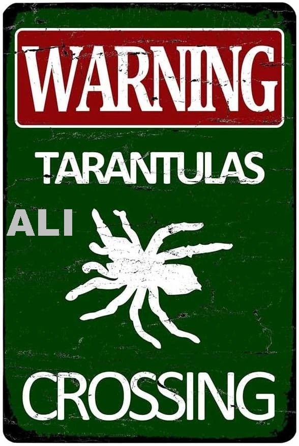 Retro Metal Tin Sign Warning Tarantulas Crossing Sign, Tarantula Crossing, Gifts for Tarantula Lovers, Road Sign, Quality H sign