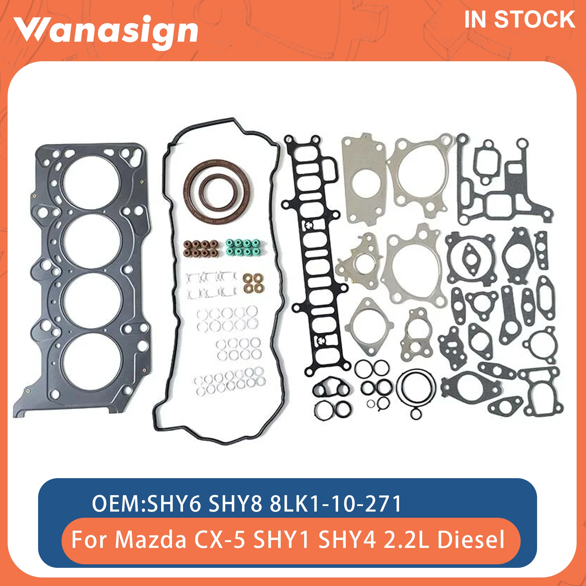 

Engine Cylinder Full Head Gasket Set Fit 2.2 L For Mazda 3 6 CX-5 SHY1 SHY4 SHY6 SHY8 2.2L 16V 4cyl Diesel 12-21 8LK1-10-271
