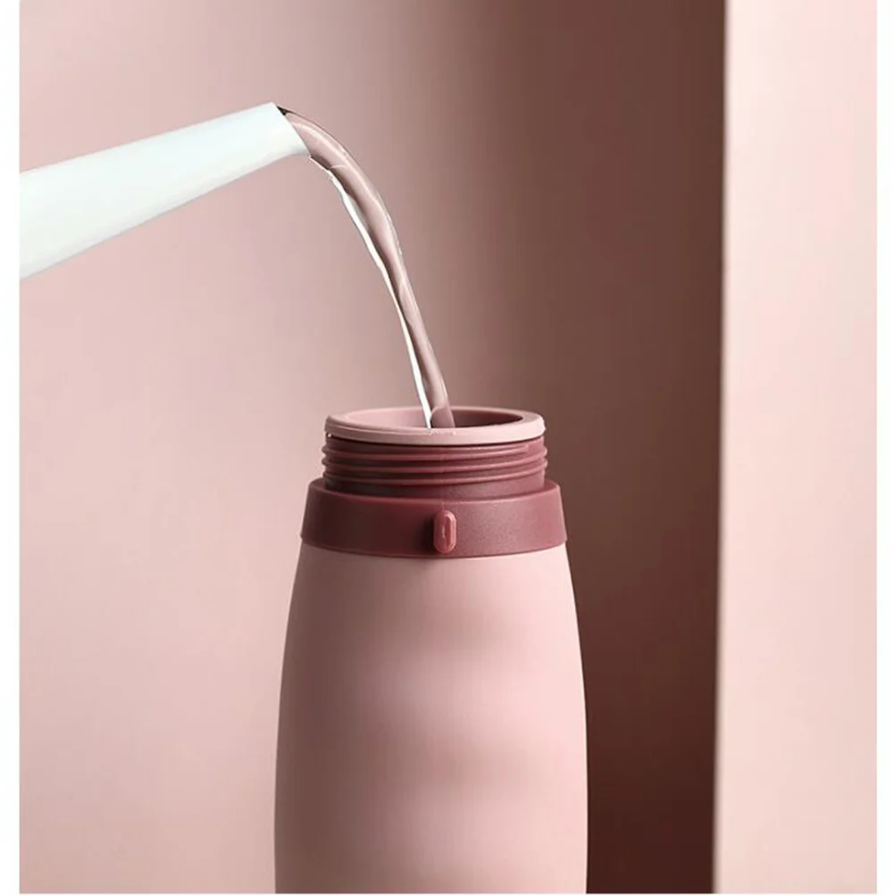 

600ml Portable Silicone Foldable Water Bottle Collapsible Sports Kettle Hiking Camping Travel Outdoor Pink Foldable Water Bottle
