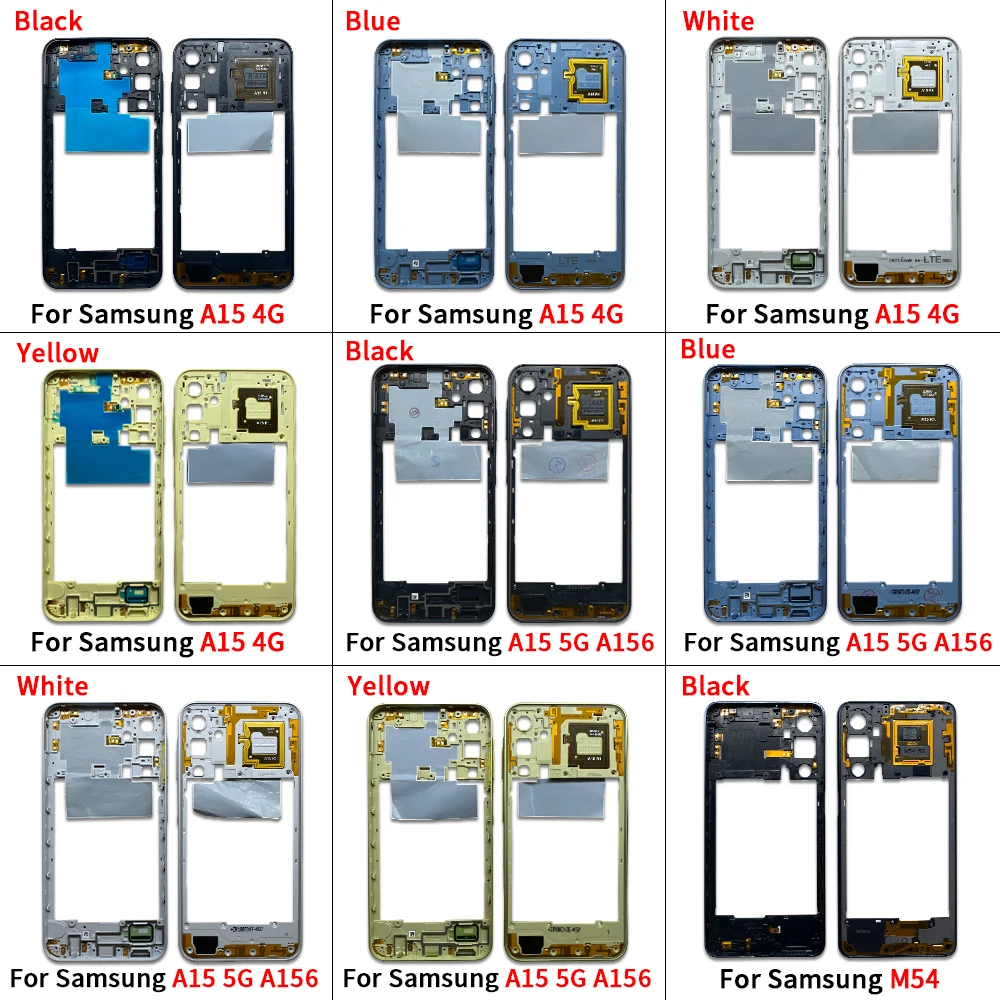New For Samsung A15 4G A155F A15 5G A156F M54 Housing Middle Frame Bezel Parts Middle Frame With Volume Side Button