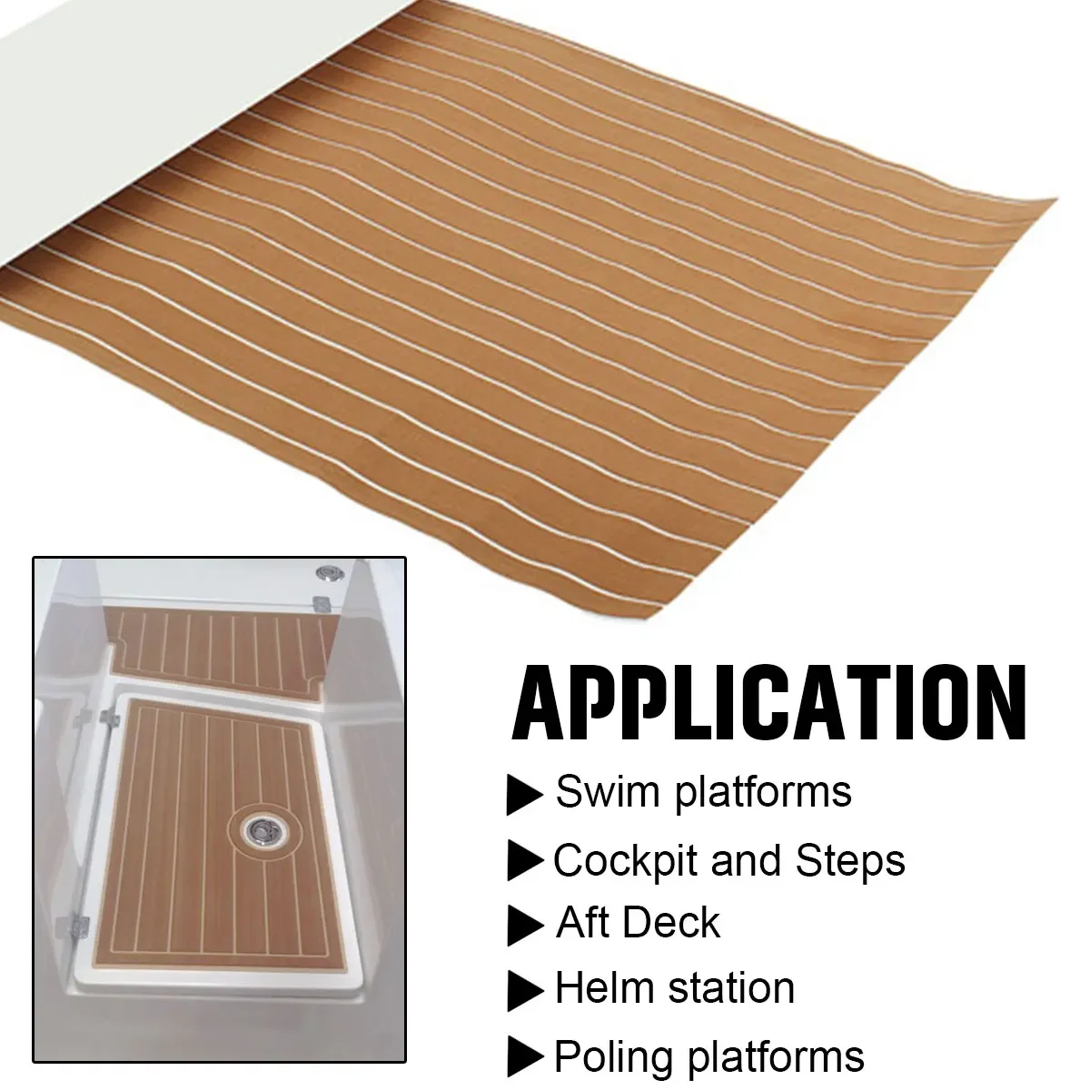 2400x900x6mm EVA Foam Faux Teak Boat Deck Mat Marine Flooring Self-Adhesive Marine Boat Decking Sheet Yacht Accessories