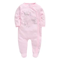 Kavkas Long Sleeve Baby Girls Rompers Cute Rabbit Design Cotton Autumn Clothes 0-12 Months Infant Jumpsuit