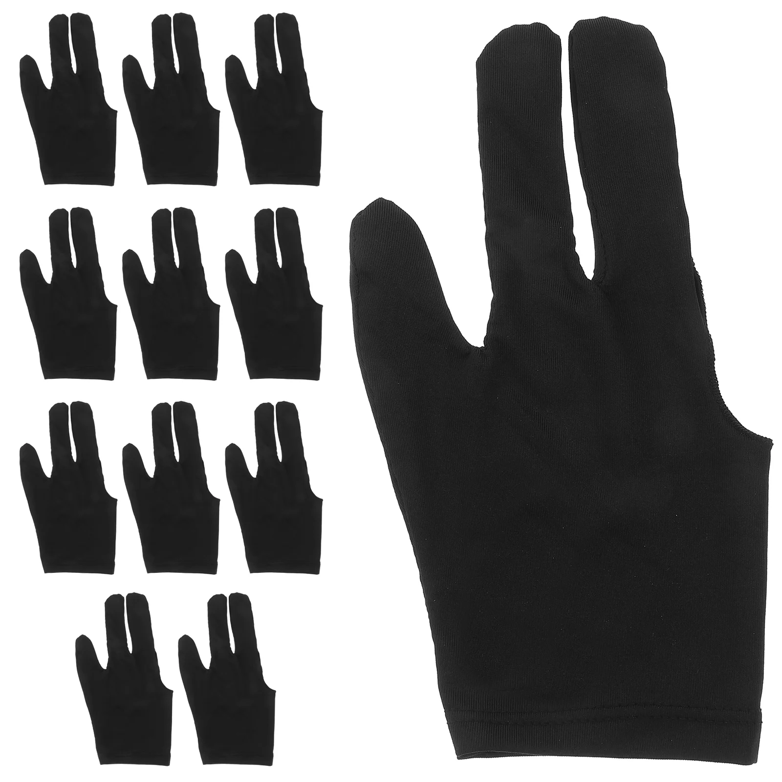 

12 Pcs The Mitten 3 Finger Billiards Glove Cue Three Accessory Gloves Black Fingers Child