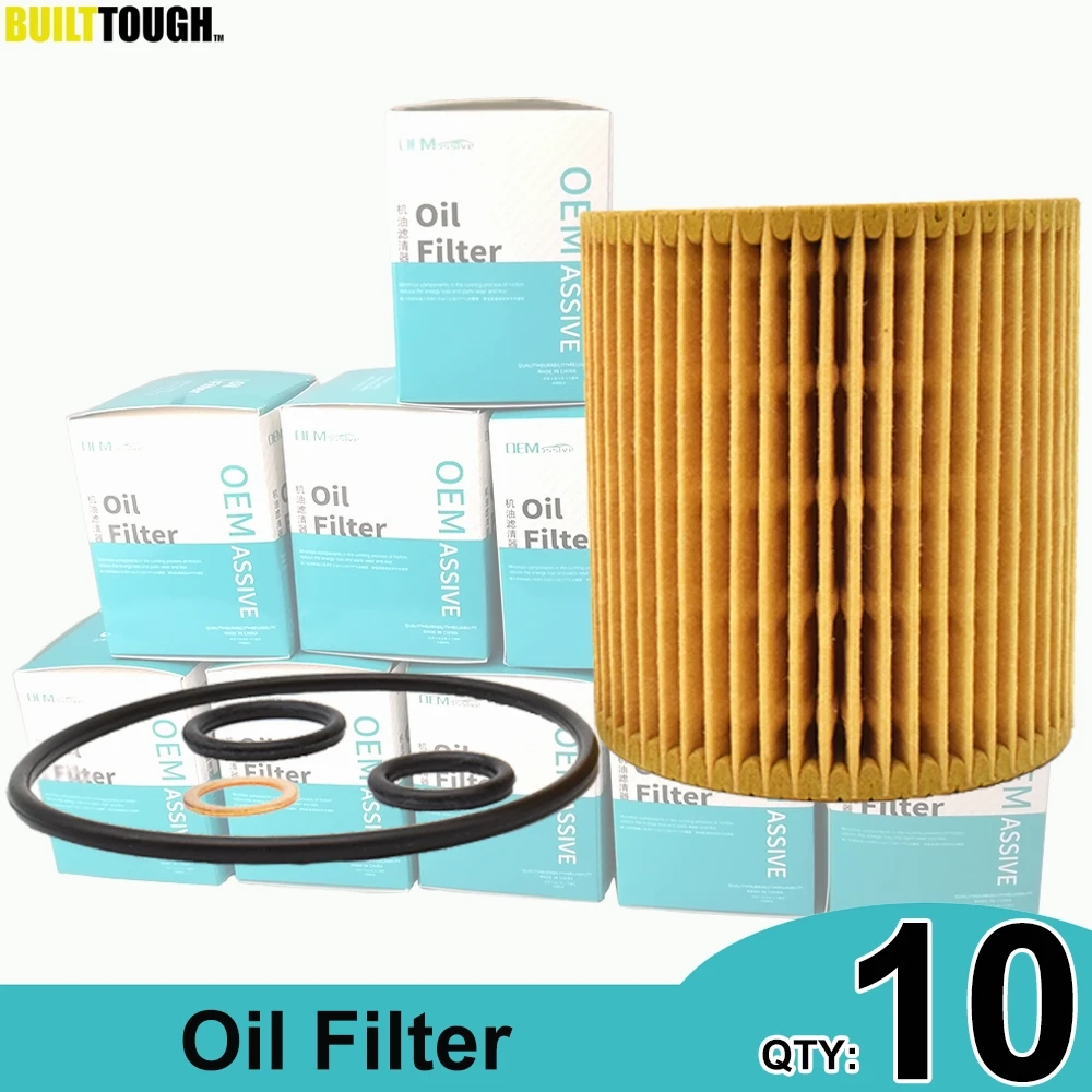 QTY 10, 11427508969 Oil Filter For BMW X1 E84 sDrive18i 2009 2010 2011 2012 2013 2014 2015 / 3 Series 2005 2006 2007 2008 2009