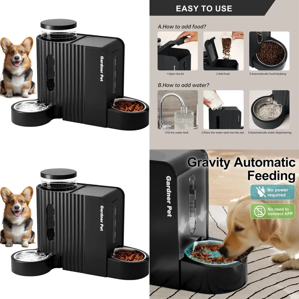 

Dual 1.8 Gallon Automatic Pet Feeder and Stainless Steel Water Dispenser for Dogs, Cats, and Small Animals