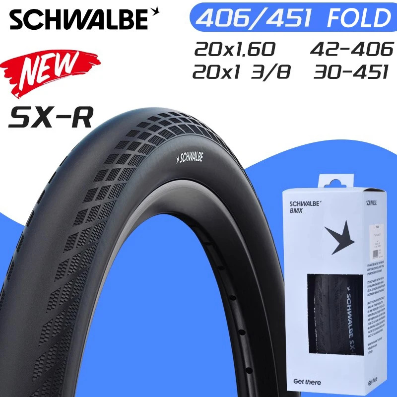 New Schwalbe SX-R 406/451 BMX Bike Tire 20inch Small Wheel Folding Bicycle Superlight Tire 20x1.60/1.85 20x1 3/8 Fold Tire