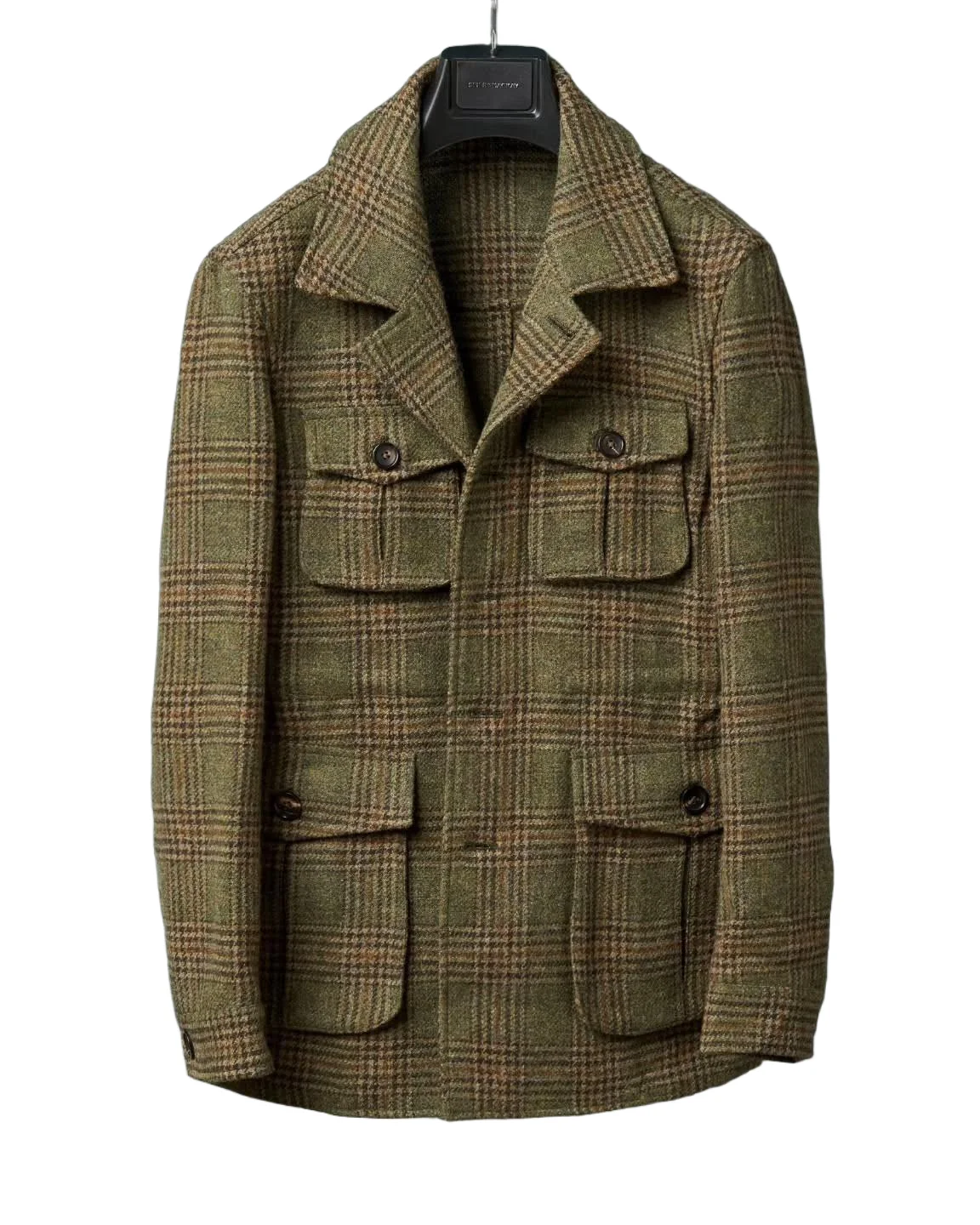 Luxury Plaid Tweed Men's Jacket Safari Coat Party Prom Groomsman Customized Formal Wool Outerwear E26364