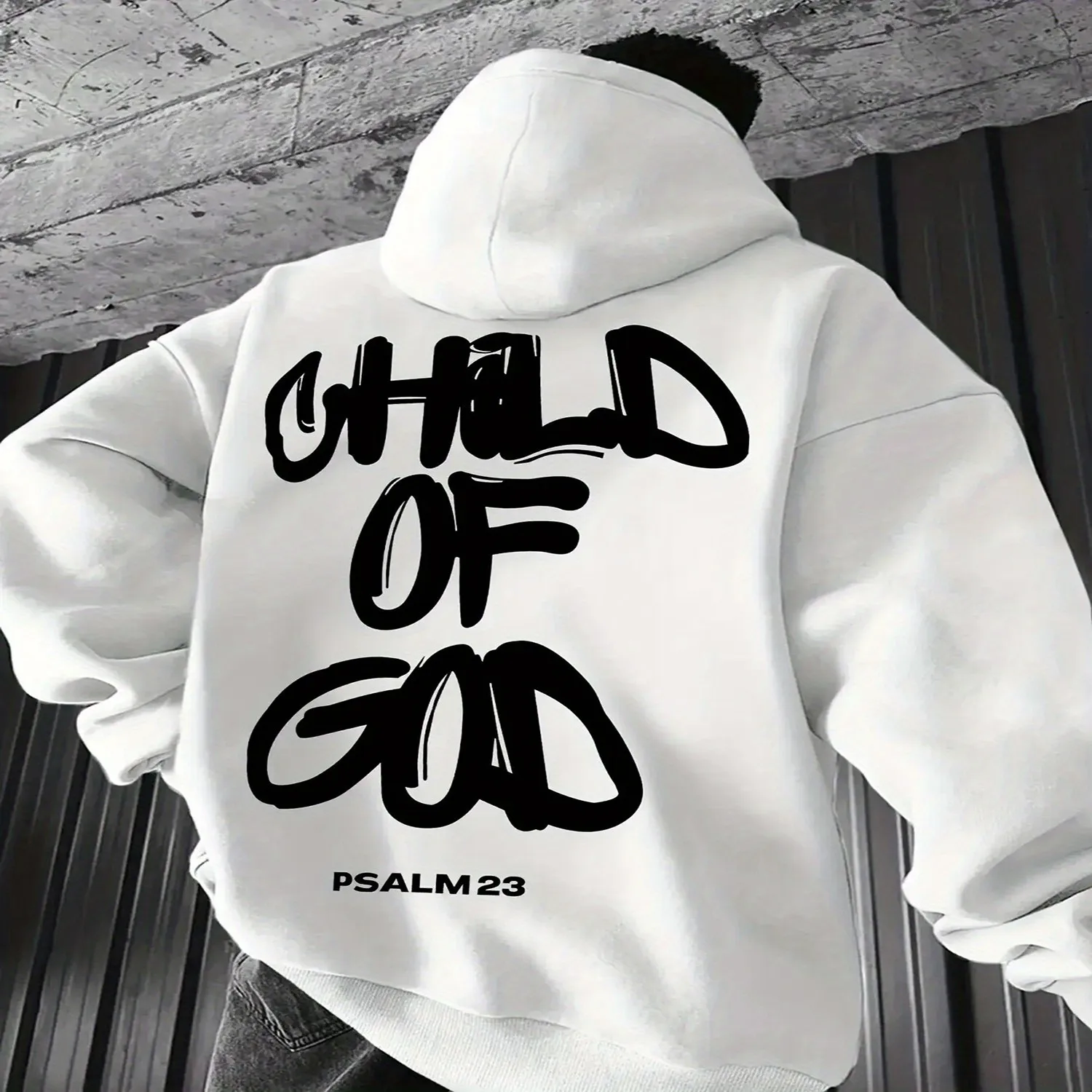 Hoodie White Child of God Psalm 23 Print Religious Christian Streetwear Casual Wear for Men and Women loose fit hoodie, men cotton hoodie,