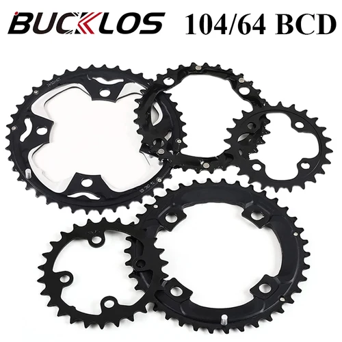 BUCKLOS 104/64 BCD plato de bicicleta 22T 24T 26T 32T 38T 42T 44T MTB plato 9S 10S rueda de cadena de bicicleta de montaña piezas de bicicleta