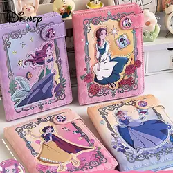 Anime Kawaii Disney Snow White A5 Magnetic Button Color Page Book Cartoon Princess Series Beautiful Notebook for Children Gift