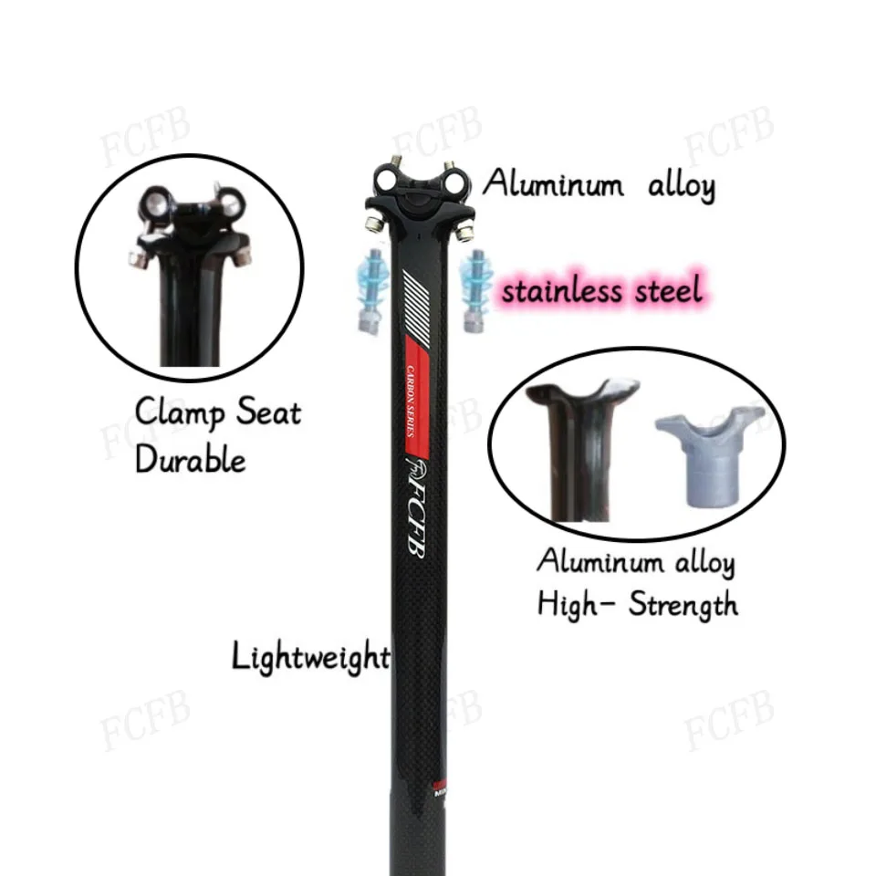 

T1000 Bicycle Seatpost Carbon 27.2/30.8/31.6*350/400mm Mountain Road Bike Seat Post 3K Carbon Seat Tube Bicycleframe Parts