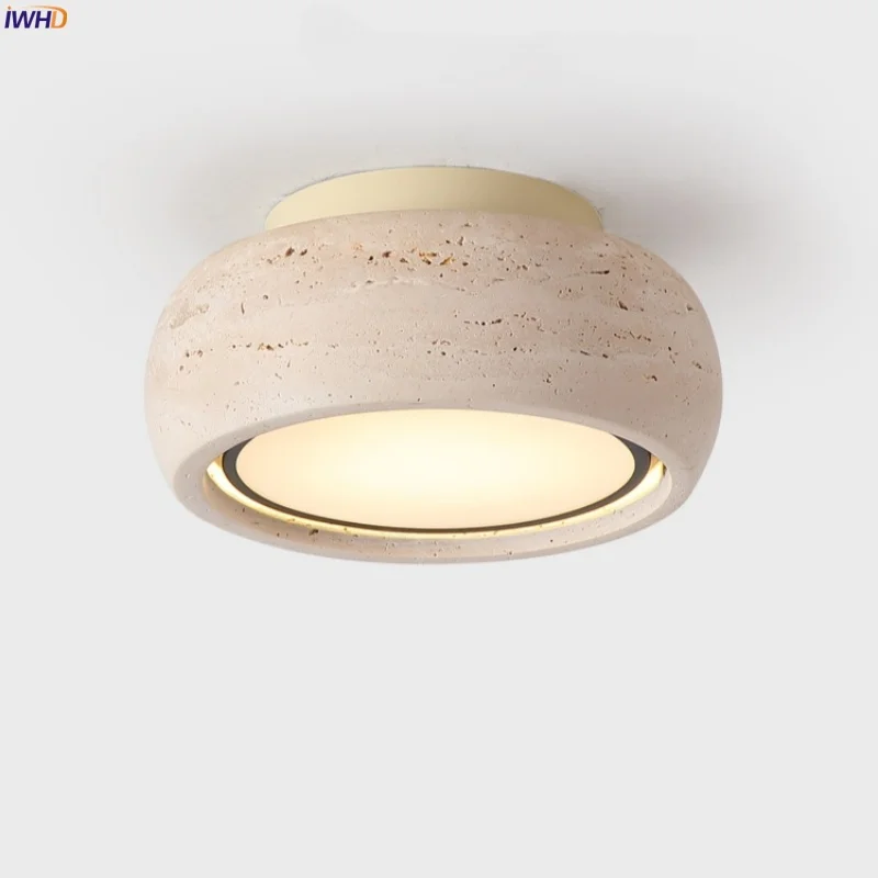 

IWHD Modern Nordic LED Ceiling Lamps For Living Room Decoration Bedroom Kitchen Yellow Travertine Ceiling Lights Lampara Techo