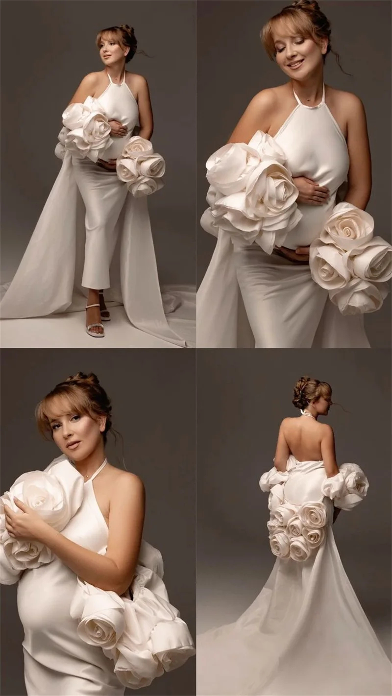 Women Pregnant Prom Dress For Photoshoot Puffy Sleeves Long Train Maternity Party Robes Evening Gown Customized Skirt