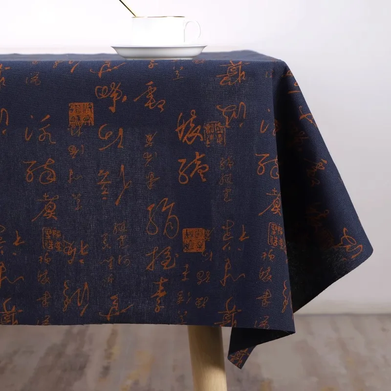 150x50cm Calligraphy Cotton Linen Chinese Style Printed Fabric For Tablecloth Pillow Sofa Fabric Handmade DIY Fabric TJ20785