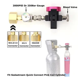 Soda Quick Connect Pink Co2 Cylinder Refill Adaptor Fill Station With Gauge Kit Fit Sodastream Terra/DUO/Art CO2 Cylinder