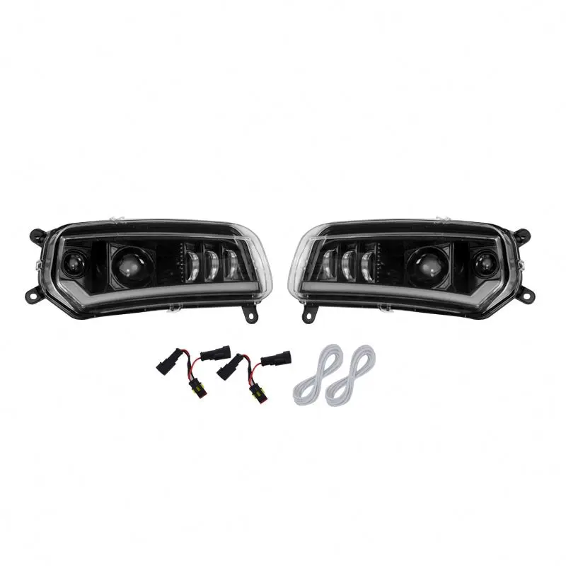

YongJin Front Black LED Headlight with DRL and Amber chase Turn signal Light for Can Am Spydercustomcustom