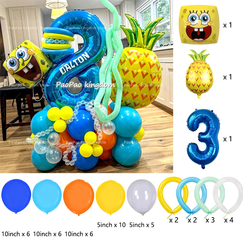 Cartoon SpongeBob Party Balloon Kit Kids Cartoon Birthday Party Decor Supplies SpongeBob Ball Foil Balloons view 4