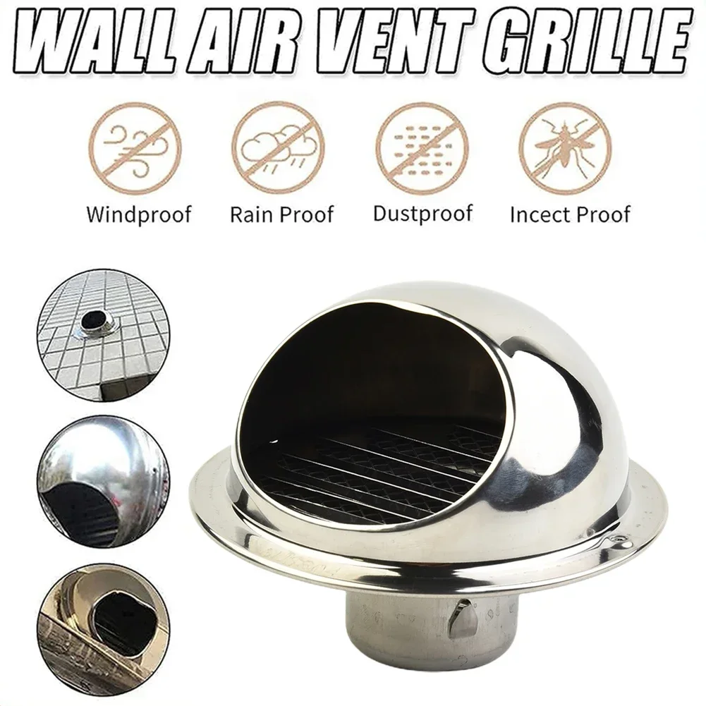 Round Vent Outlet Air Vent Grille Prevent Leaks Stainless Steel Bull Nose Wall Vent Tumble Dryer Vent Pipes Hoses