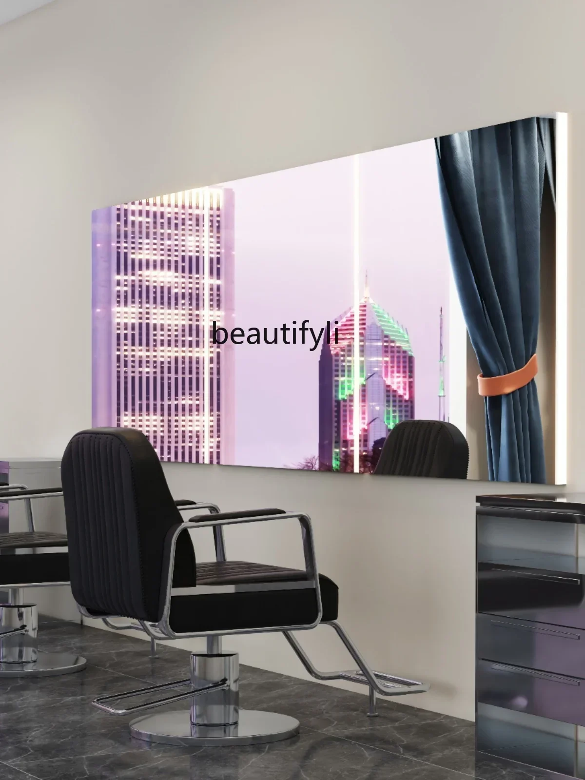 X188 LHair صالون خلع الملابس صالون حلاقة تشيس مرآة ممر الشعر مرآة أفقية الحائط قطع الشعر مرآة