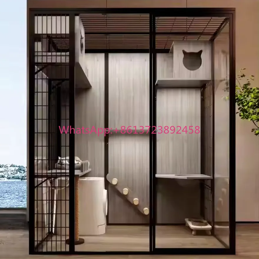 Large Space Indoor Outdoor Pet Cage Cat Enclosure Breathable Pets Play House for Rest Activity Multi-Layer Cats House Cat Villa