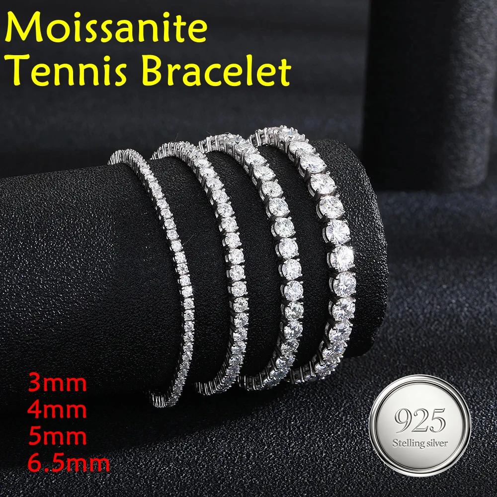 Factory Price 3mm-6.5mm S925 Sterling Silver D Color VVS1 Moissanite Diamond Tennis Bracet for Men Women with Certificate