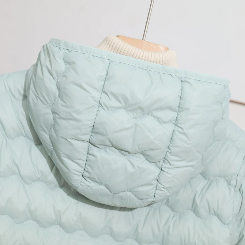 Schinteon feminino leve 90% pato branco para baixo jaqueta longa com capuz casual outono inverno alta qualidade outwear casaco 2025 novo