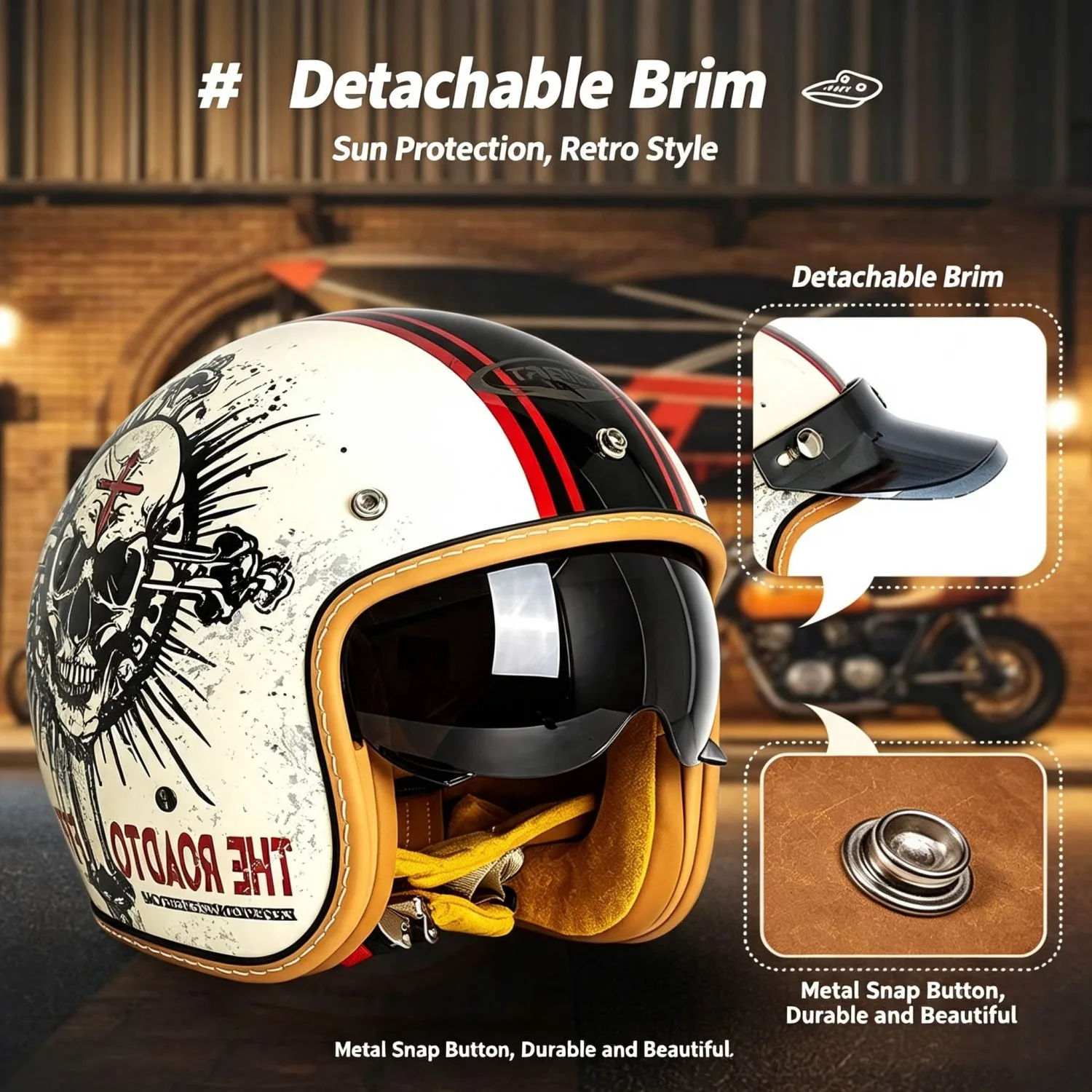 American-style cruiser helmet, unisex, three-quarter helmet for motorcycles, scooters, and electric vehicles, motorcycle riding safety helmet