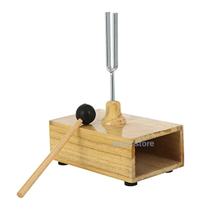 512HZ Tuning Fork with Wooden Resonator Box & Rubber Hammer for Physical Tuning Fork Resonance Teaching For Sound Experiments