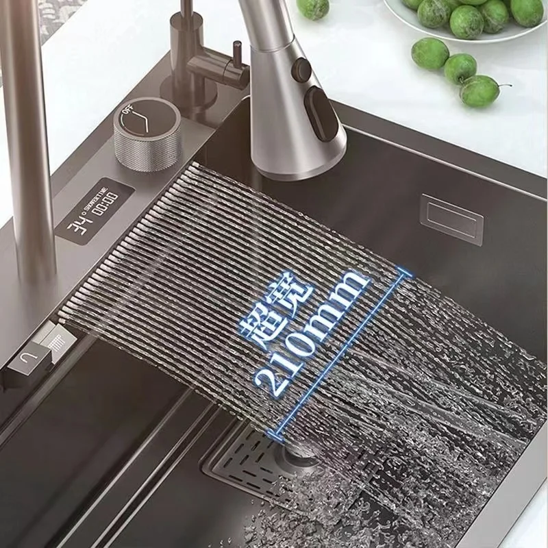 Electronic display water temperature sink, Feiyu Waterfall faucet, stainless steel material