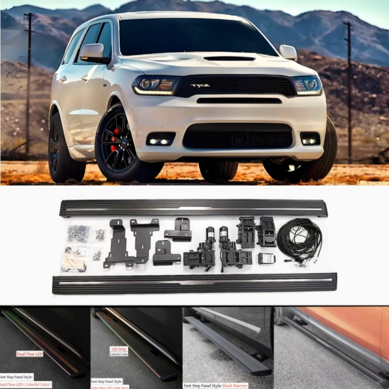 Para Dodge Durango 2018-2026 carrera eléctrica LED estribo lateral automático Pedal retráctil barras Nerf de coche