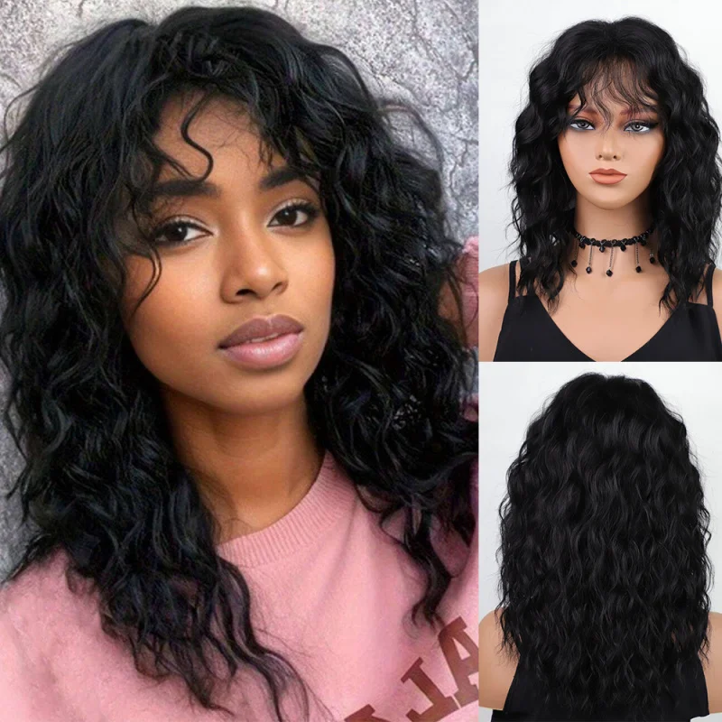 Wigs new women's fashion short curly hair wavy fluffy high-temperature synthetic fiber wig