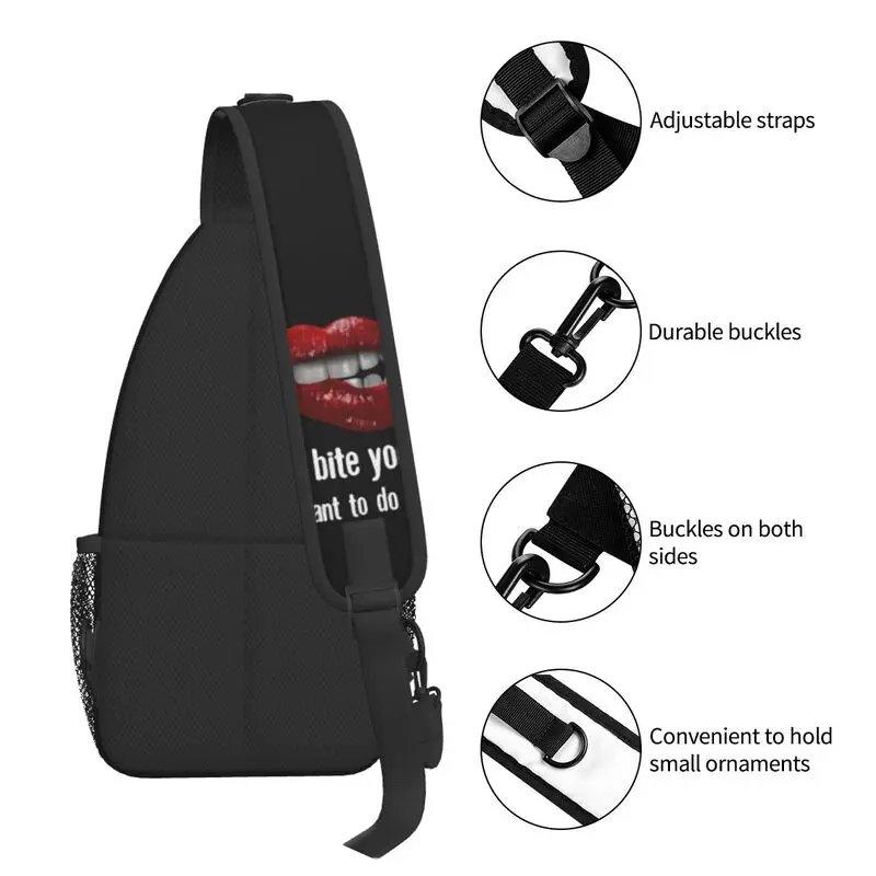 Sexy lábios vermelhos me beijar estilingue peito crossbody saco masculino casual mochila de ombro para caminhadas