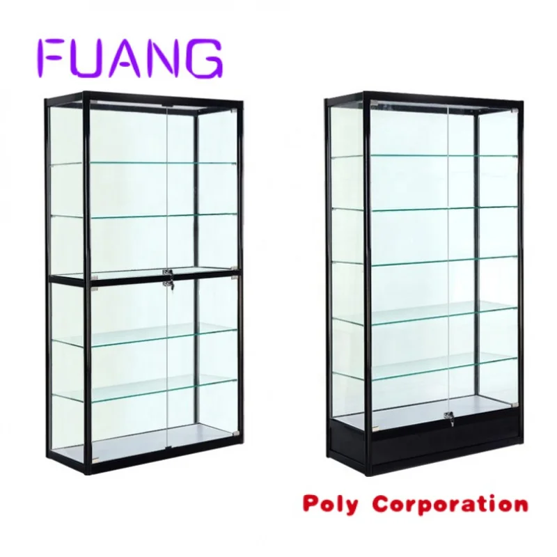 Custom  Transparent glass case jewelry display case with lock and LED light