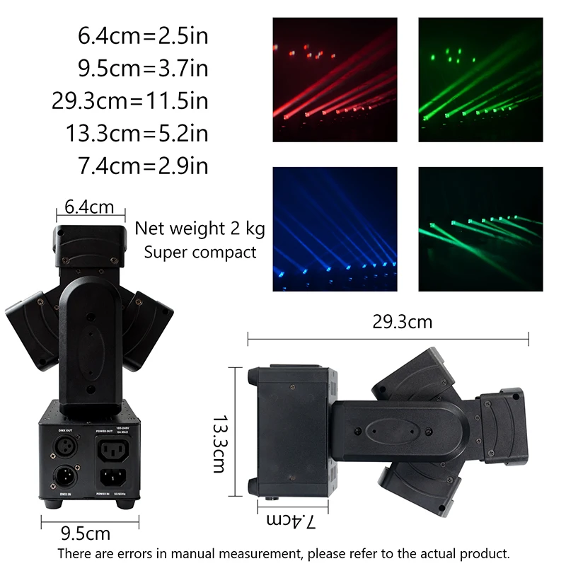 Rotating Mini Moving Head Beam RGBW LED DMX Control 17/24CH Stage Lighting Auto Sound Activated Spotlight for DJ Disco Wedding