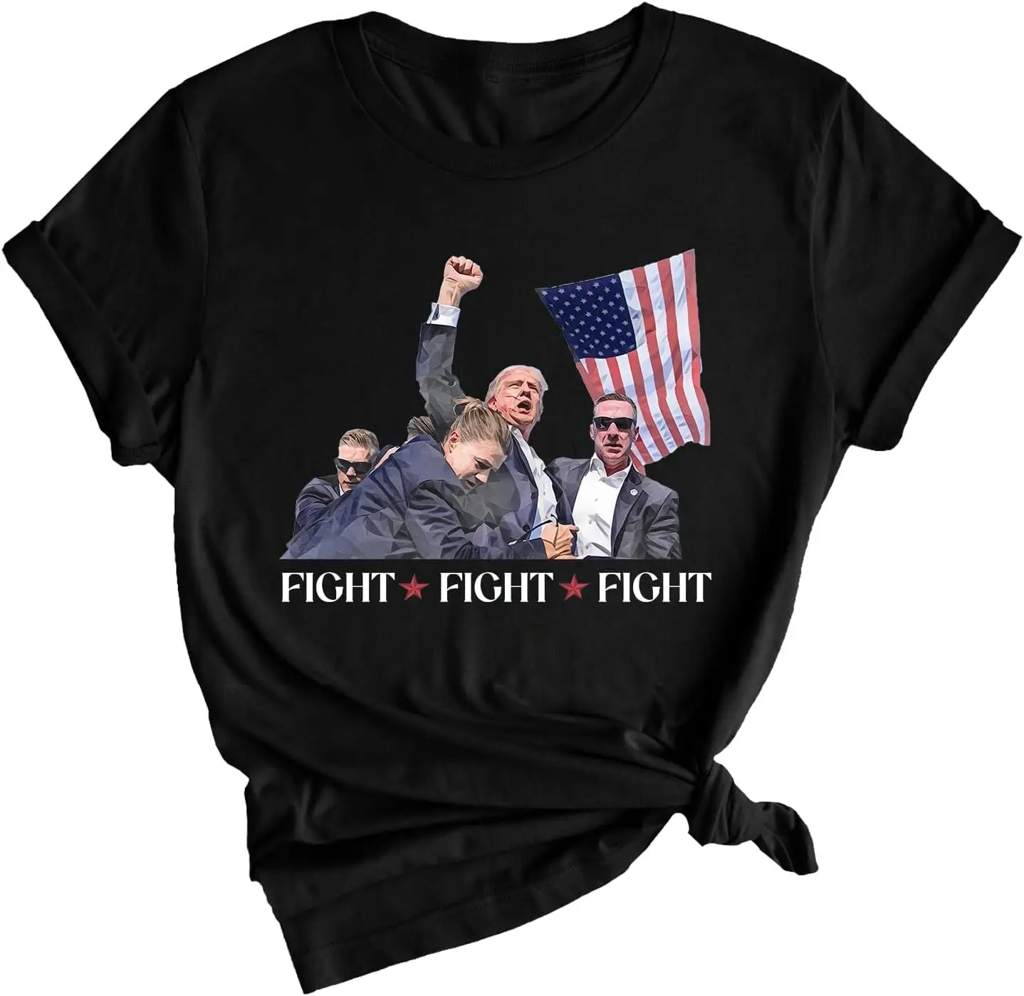 Trump Fight Fist 2024 T-Shirt Trump Fight Fight TShirt,Trump Shot Assassination Shirt Trump Never Surrender Tee 100% Cotton