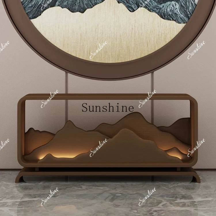 New Chinese-style Zen porch cabinet wabi sandy wind decorative storage table case  FT