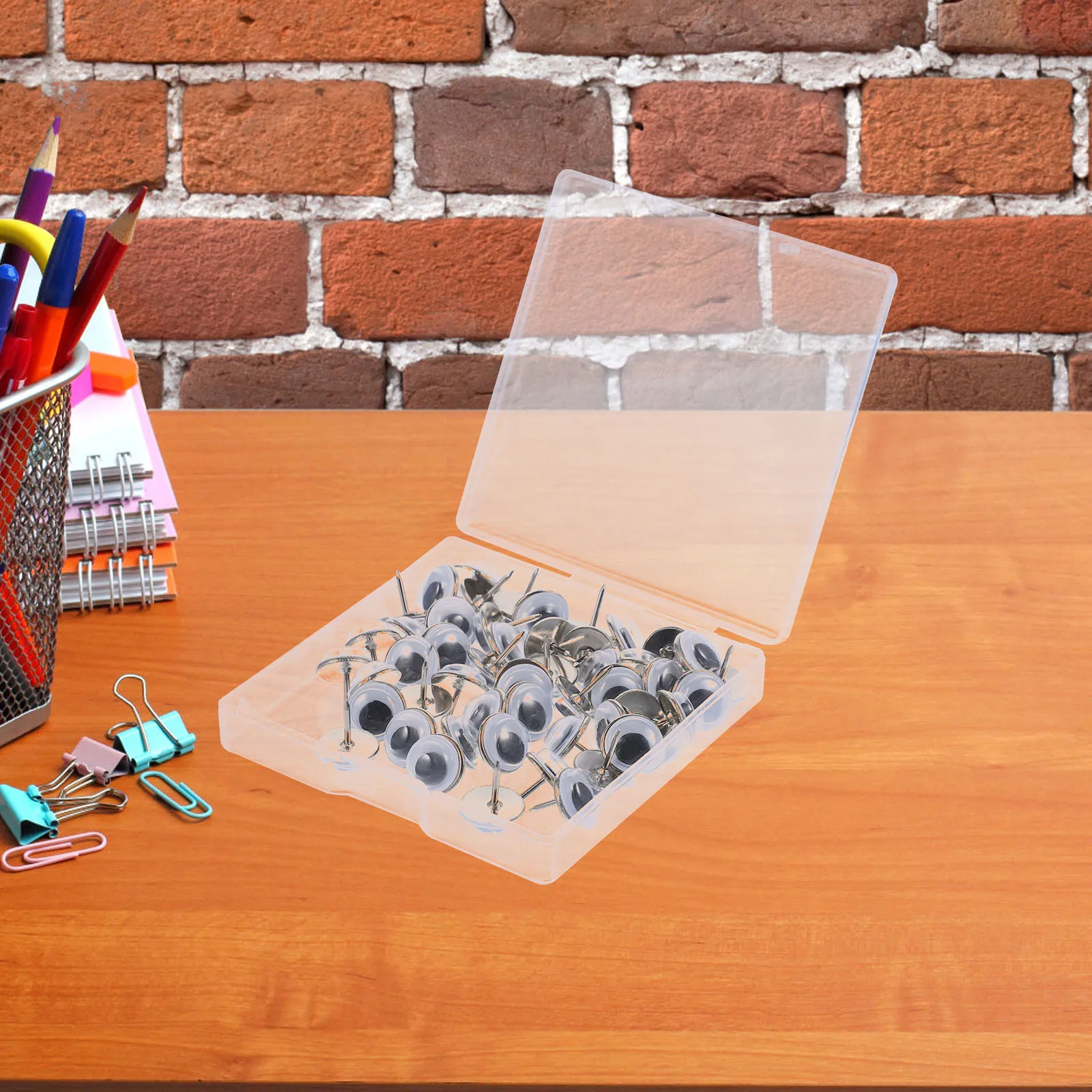 

50pcs Eye-Shaped Push Pins Decorative Thumb Tacks Multi-Function Poster Supply Household Tacks For Maps Cork Board Art