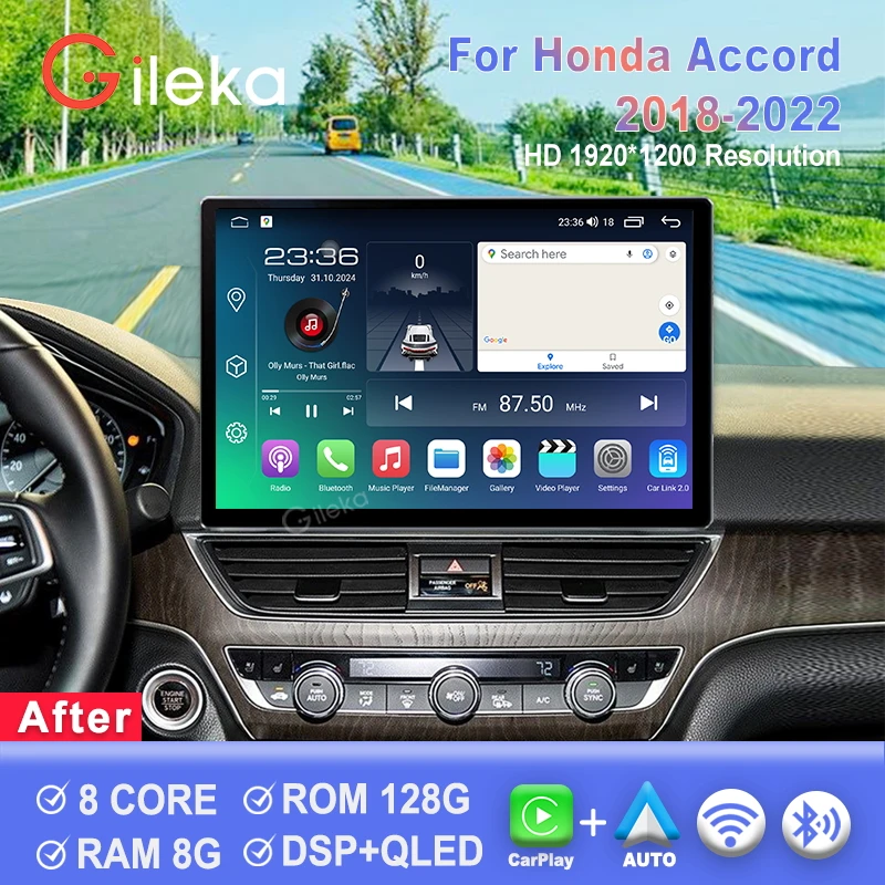 

13.1 Inch For Honda Accord 2018 2019 2020 2021 2022 Car Radio Carplay Android Auto Multimedia Player GPS WiFi