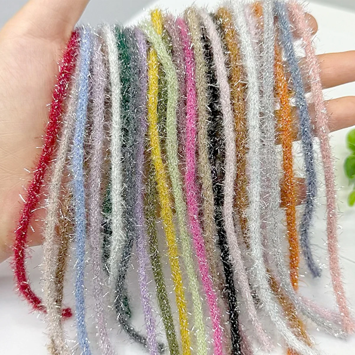 5Yards 5mm Fuzzy Sparkle Lurex Ribbon Hollow Fluffy Metallic Thread Trim for Gift Wrapping DIY Crafts Bows Sewing Material
