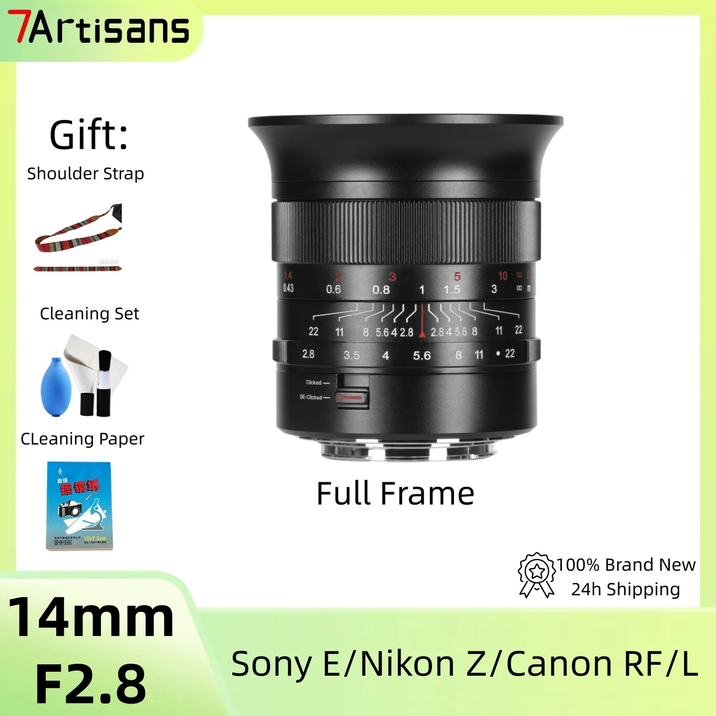 7artisans 14mm F2.8 Full Frame Ultra Wide Angle Manual Prime Lens for Sony E Canon RF Nikon Z Leica Lumix L Mount Cameras