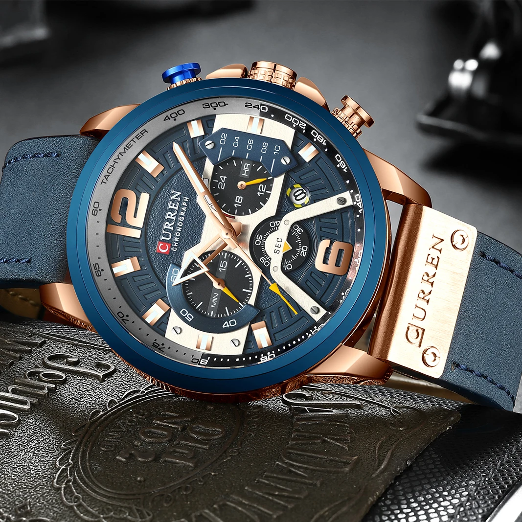 Relojes deportivos CURREN informales para hombre, reloj de pulsera de Cuero militar de lujo de marca superior, reloj de pulsera para hombre, reloj