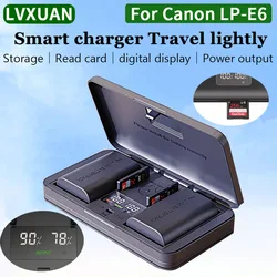 LVXUAN LP-E6/E6NH Battery Charger with card reading function, for Canon 60D,70D,80D,5DS R,5D Mark II III IV,6D,7D,XC15 Cameras