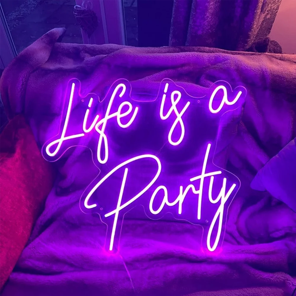 

Life Is Beautiful Neon Signs for Wall Decor Life Is A Party Neon Lights for Bedroom Led Sign Love Is in The Air Home Decoration